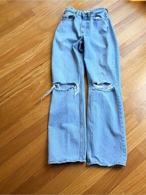 Abercrombie & Fitch Light Blue Distressed Flare Jeans